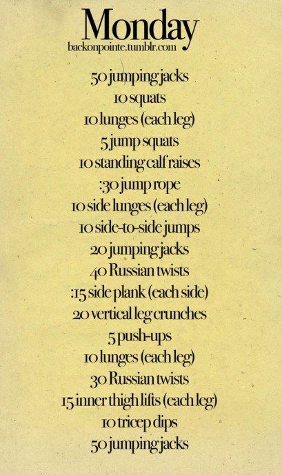 Monday workout